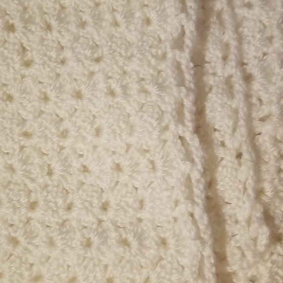 Handmade Baby White Crochet Blanket 31"x33" - Picture 3 of 3